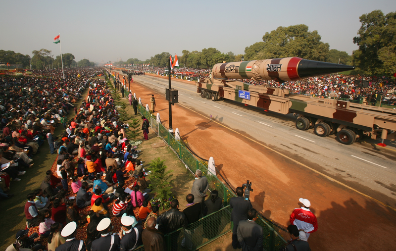 India’s Agni III ballistic missile on parade, Delhi, 2009.